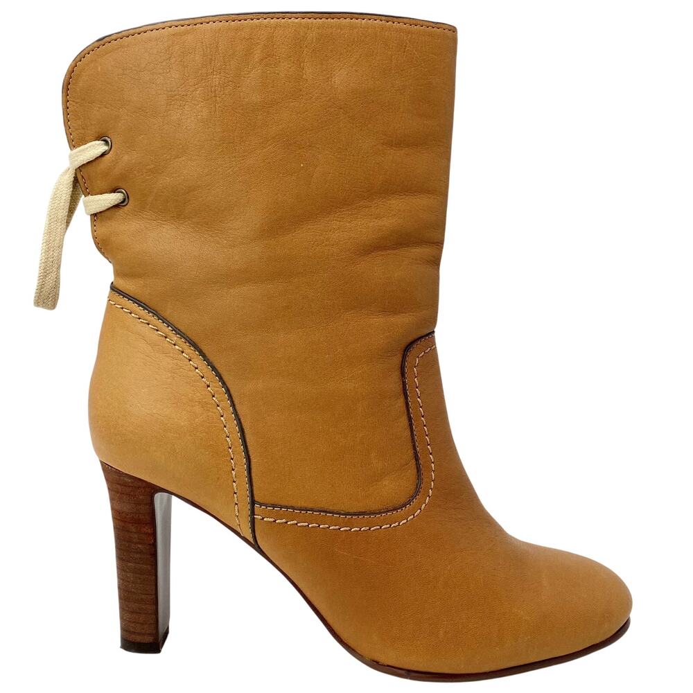 See By Chloé Lara Tan Soft Calfskin Leather Corset Heel Boots Box 40 - Picture 10 of 14